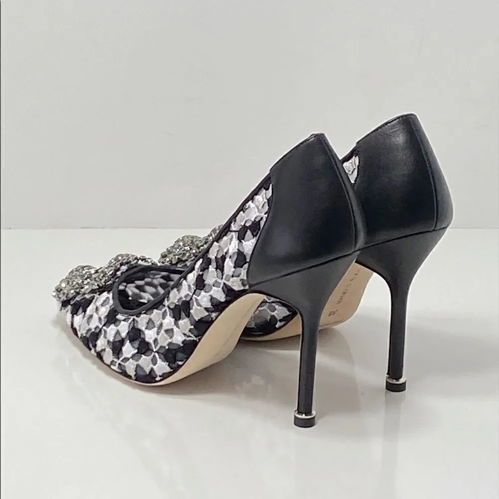 Manolo Blahnik Hangisi 105 Embellished Embroidered Pumps size 36
